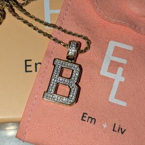 NWT Em + Liv Gold Tiana Necklace - Letter B - 14k over Sterling      retail $130